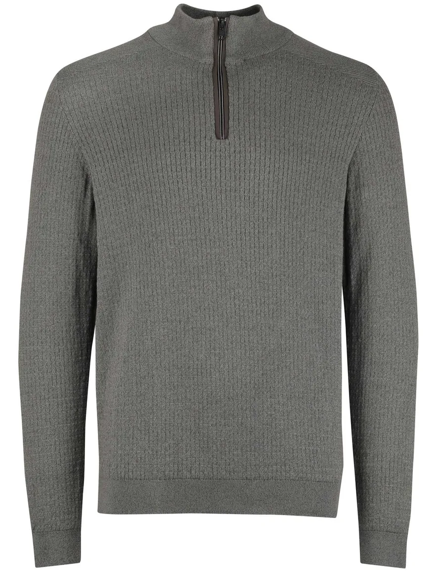 Vanguard half zip trui grijs gebreid