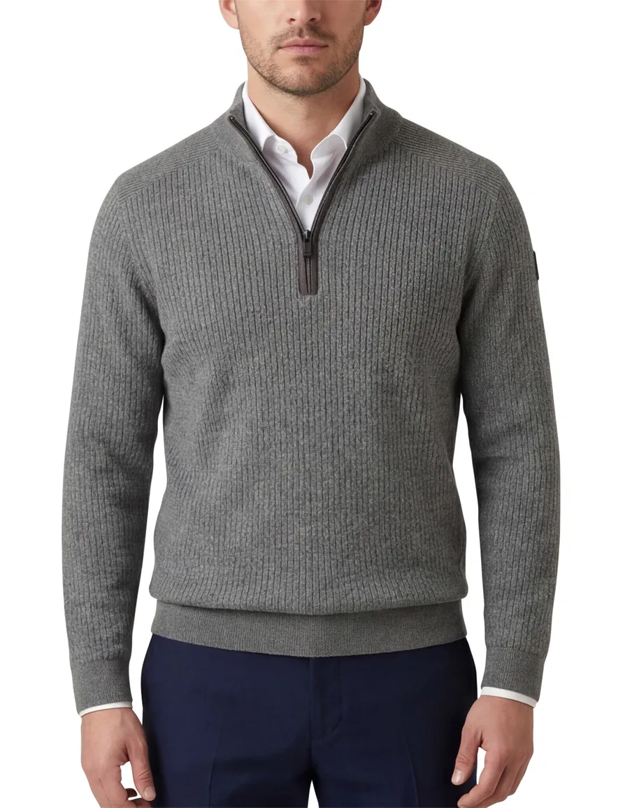 Vanguard half zip trui grijs gebreid