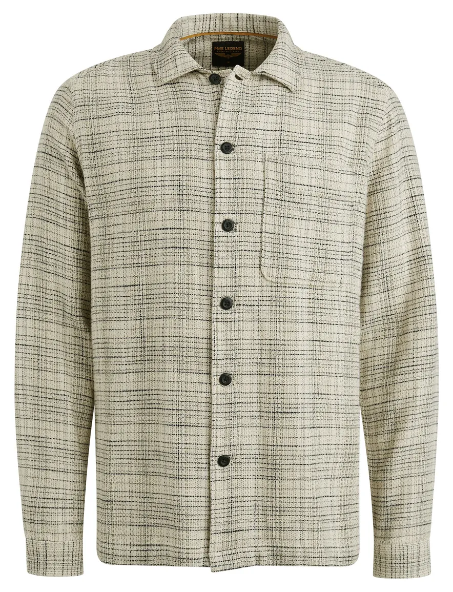 PME Legend casual overhemd creme geprint normale fit