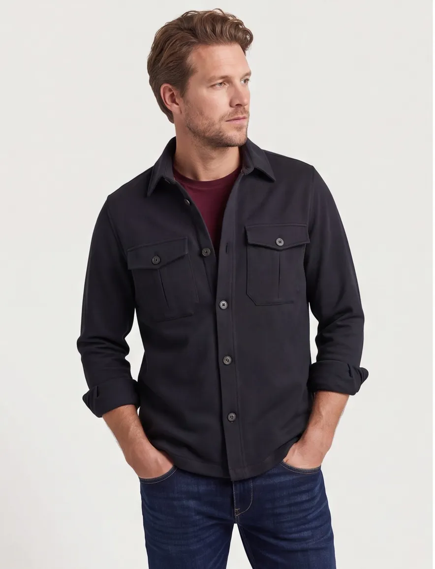 PME Legend overshirt effen zwart normale fit