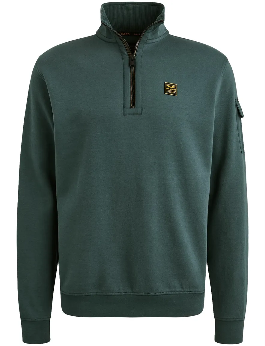 PME Legend sweater groen effen normale fit katoen