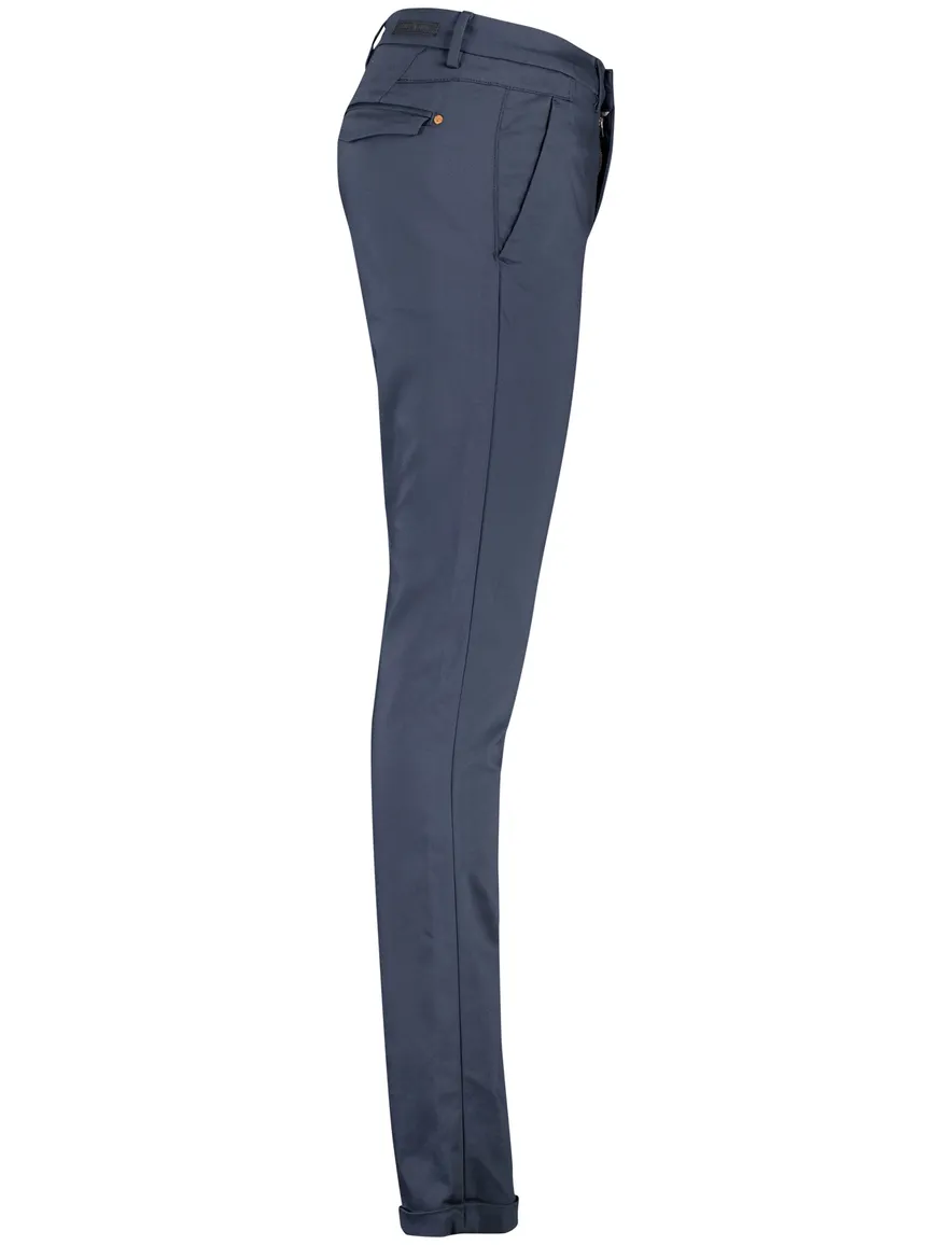 Cast Iron chino blauw effen katoen