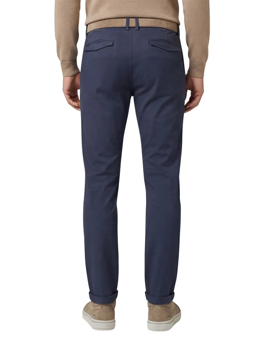 Cast Iron chino blauw effen katoen