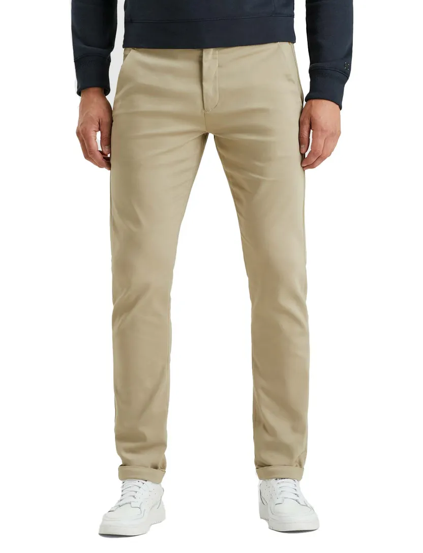 Cast Iron chino beige katoen effen
