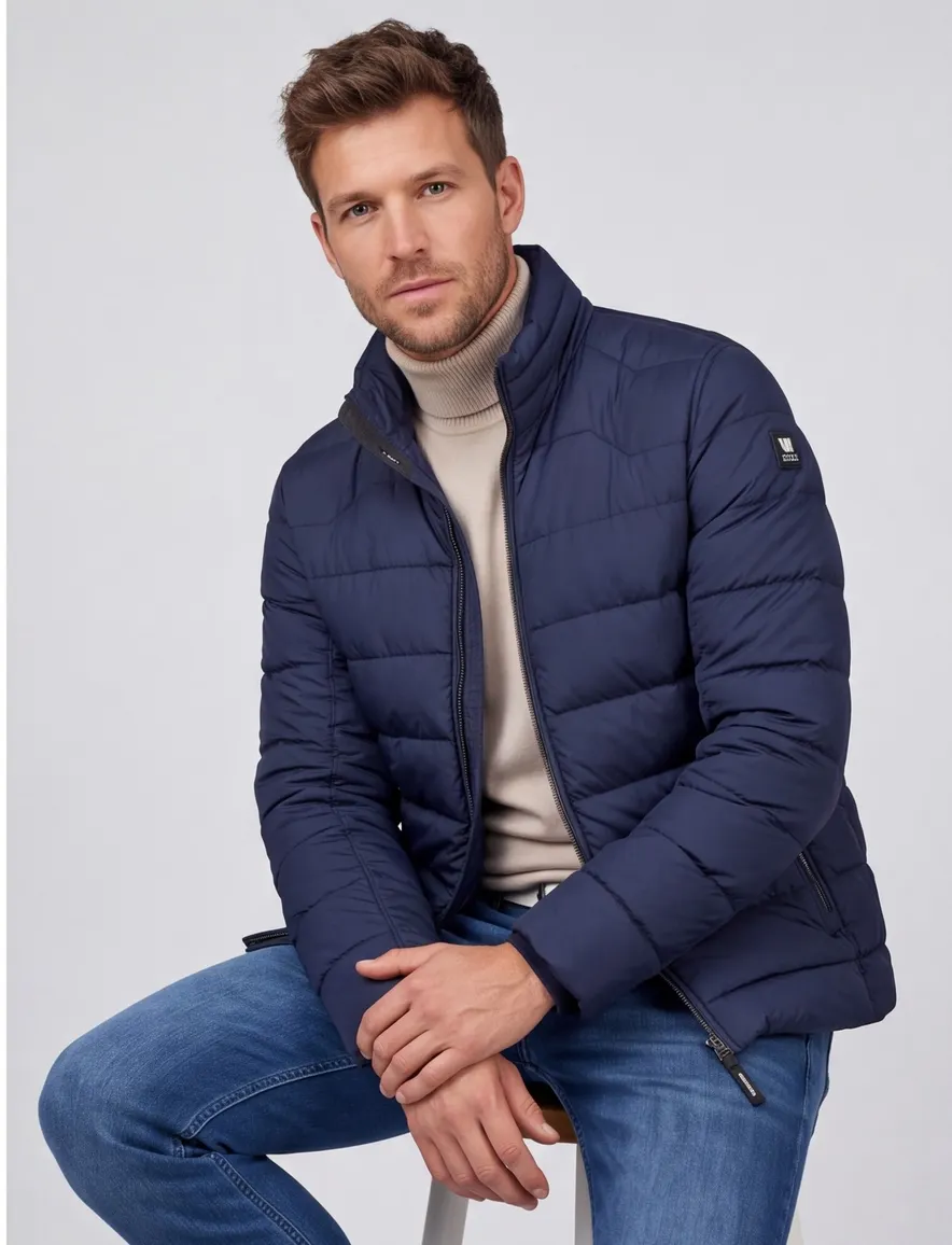 Vanguard effen donkerblauw winterjas normale fit
