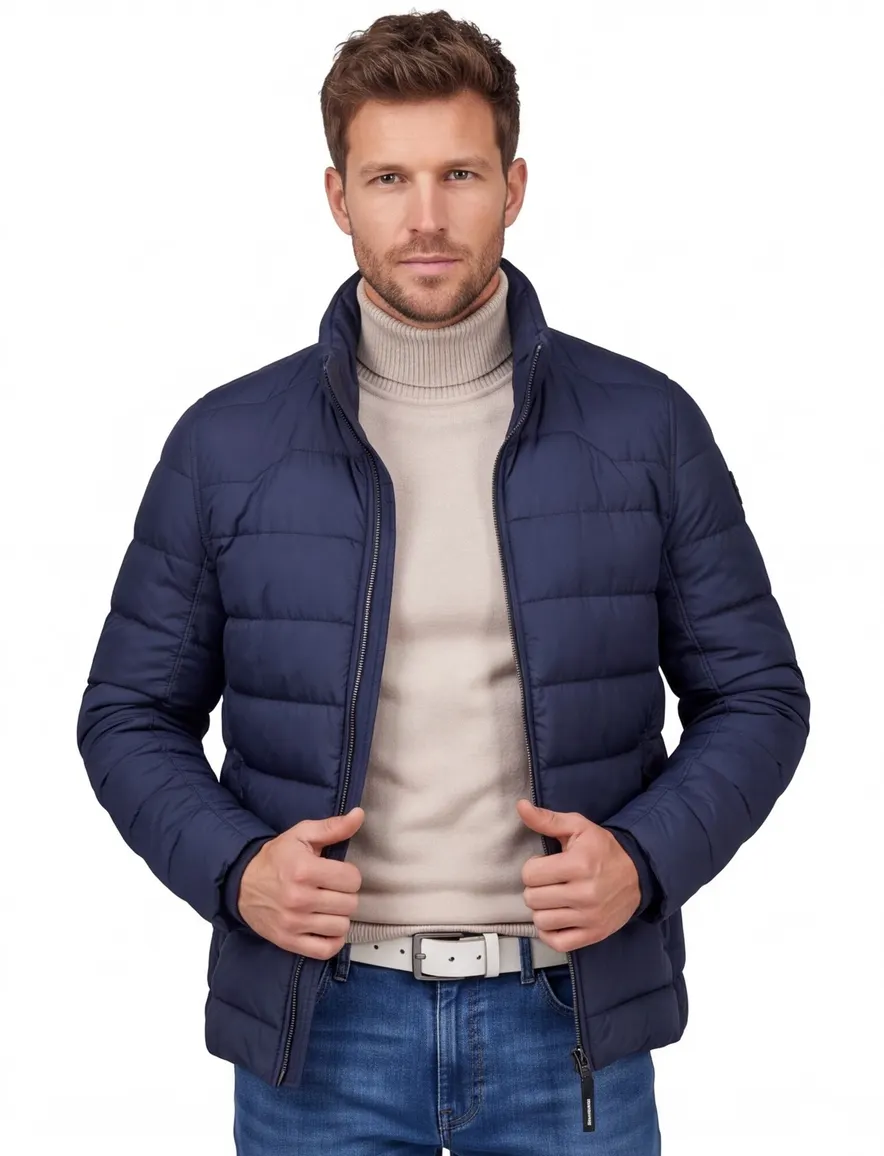 Vanguard effen donkerblauw winterjas normale fit