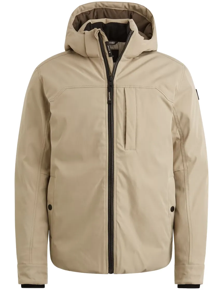 Vanguard Winterjas Beige effen afneembare capuchon
