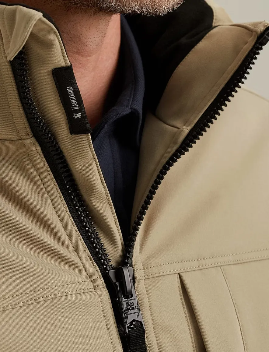 Vanguard Winterjas Beige effen een borstzak