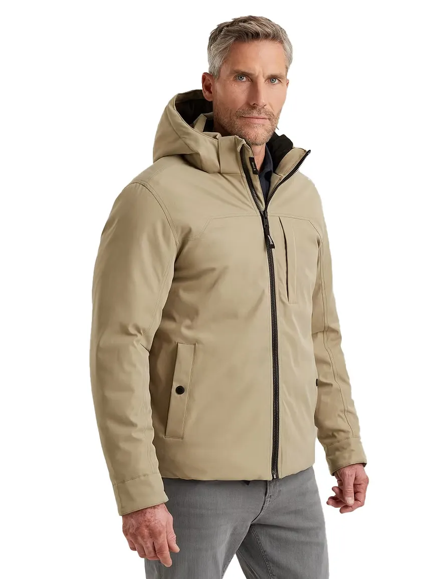 Vanguard Winterjas Beige effen een borstzak