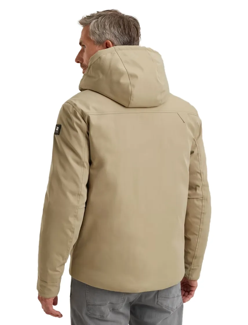 Vanguard Winterjas Beige effen afneembare capuchon