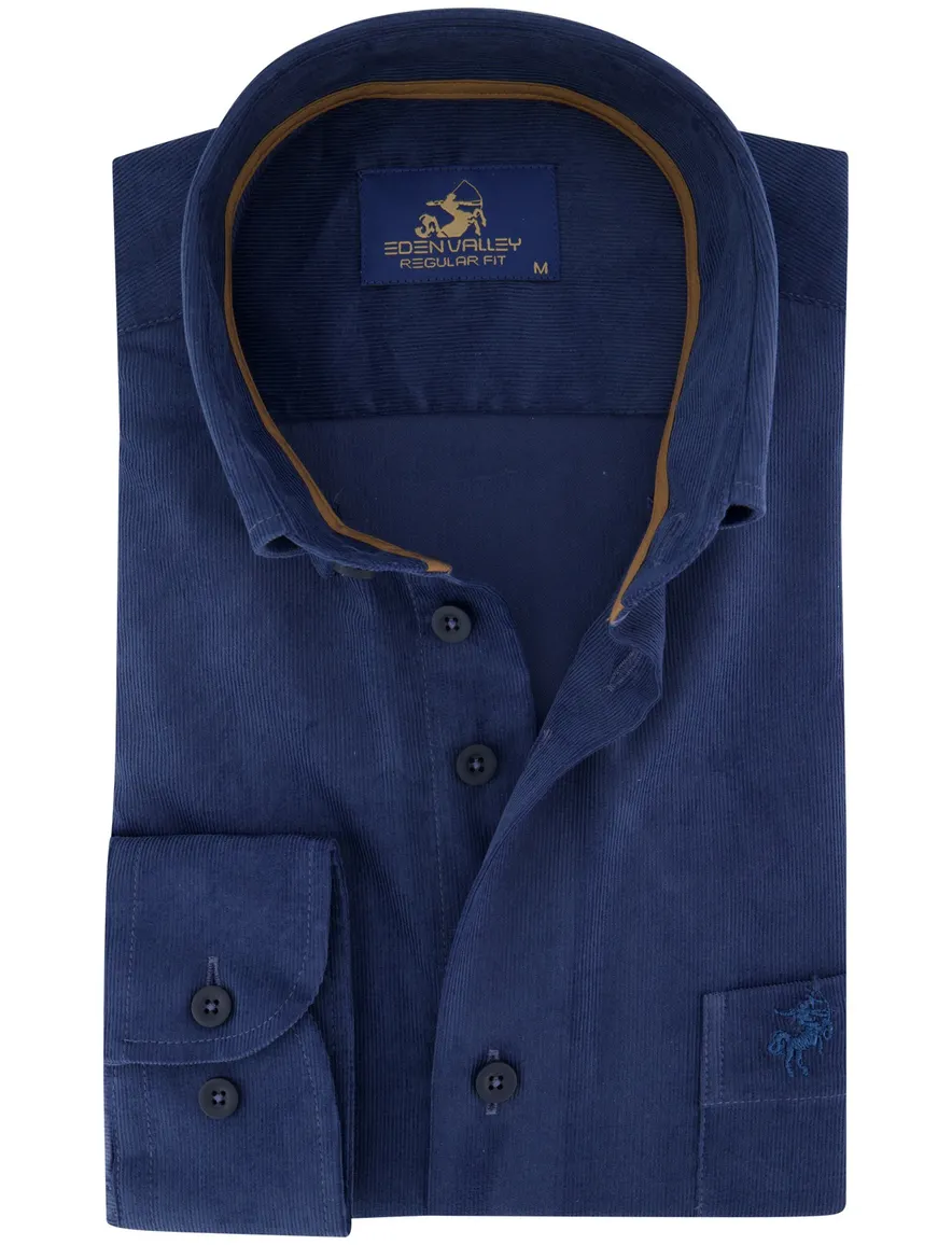 Eden Valley overhemd blauw corduroy