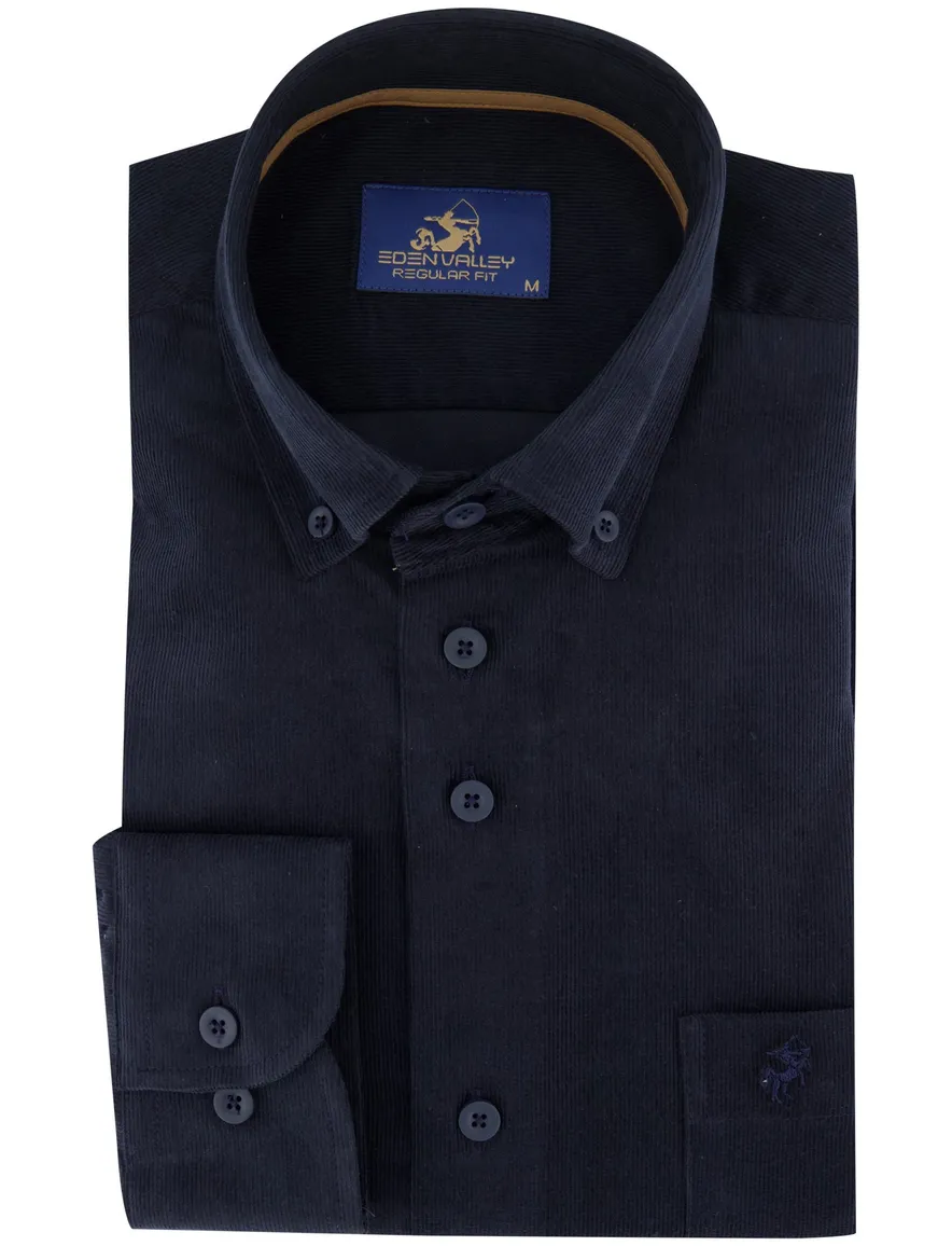 Eden Valley corduroy overhemd donkerblauw