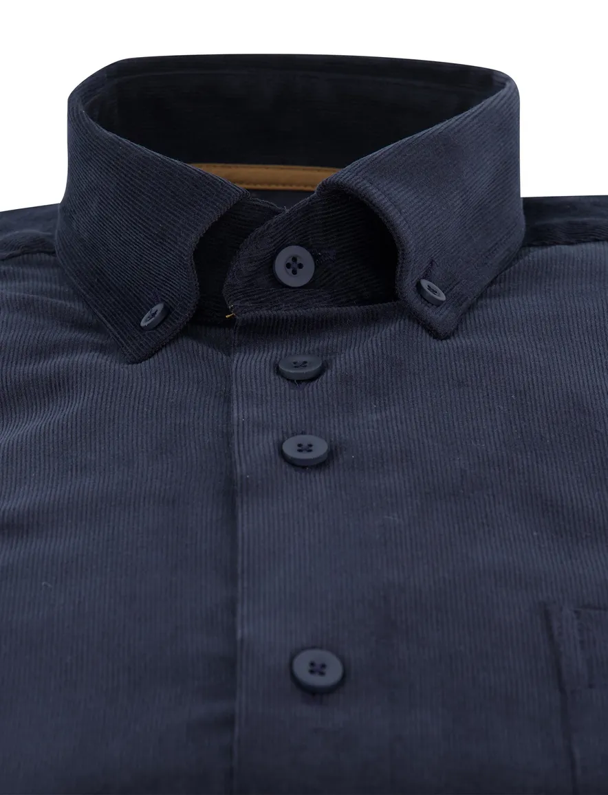 Eden Valley corduroy overhemd donkerblauw