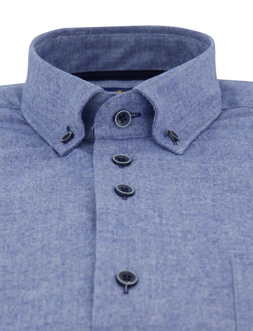 Blauw overhemd Eden Valley normale fit katoen