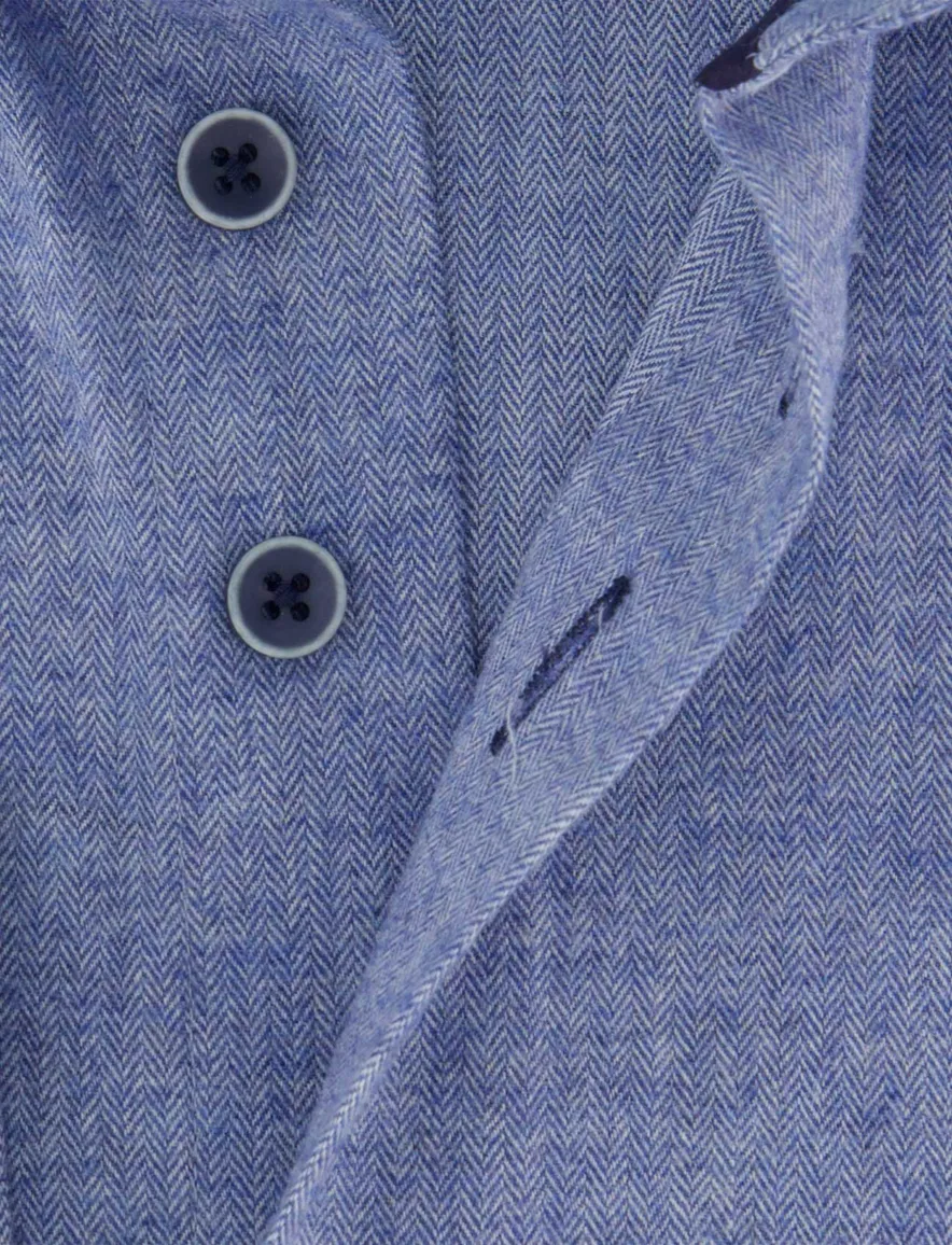 Blauw overhemd Eden Valley normale fit katoen