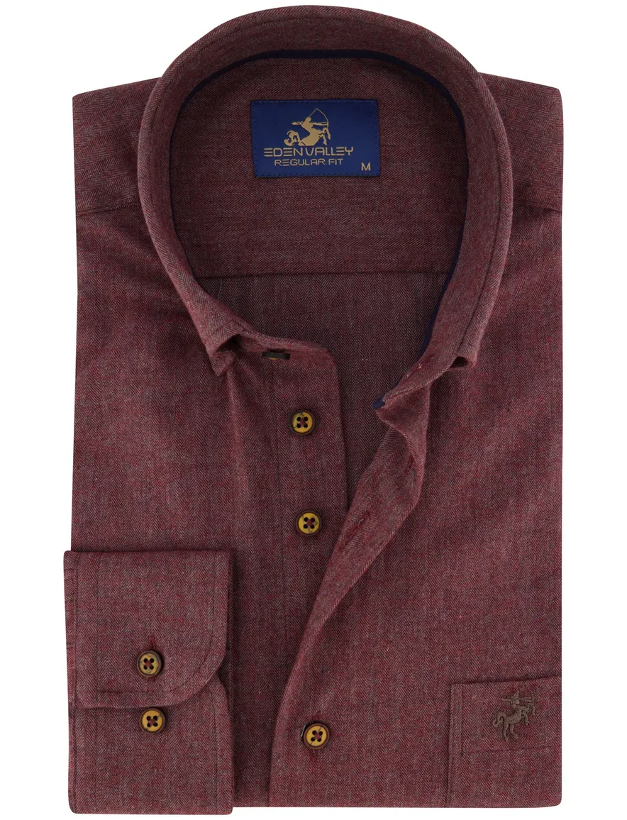 Eden Valley overhemd normale fit bordeaux