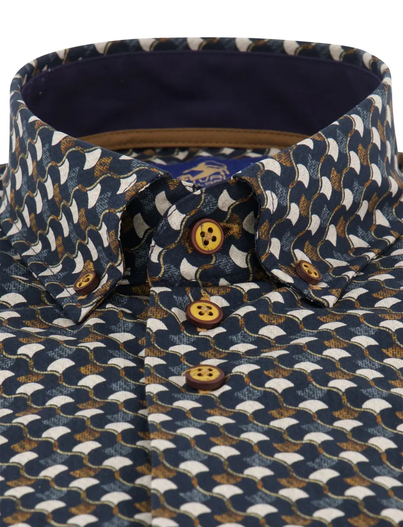 Casual overhemd Eden Valley regular fit bruin navy katoen