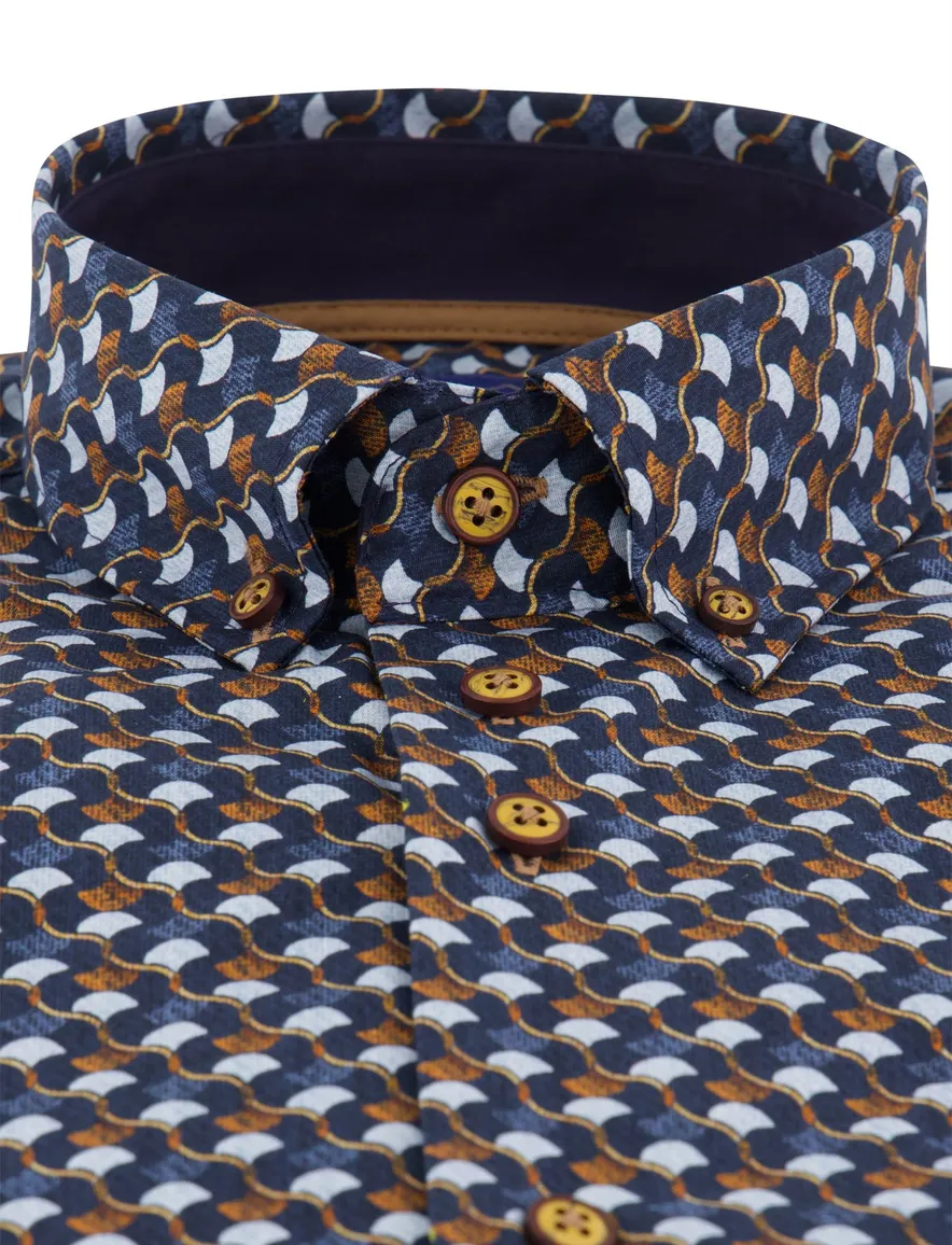 Eden Valley regular fit casual overhemd oranje navy katoen