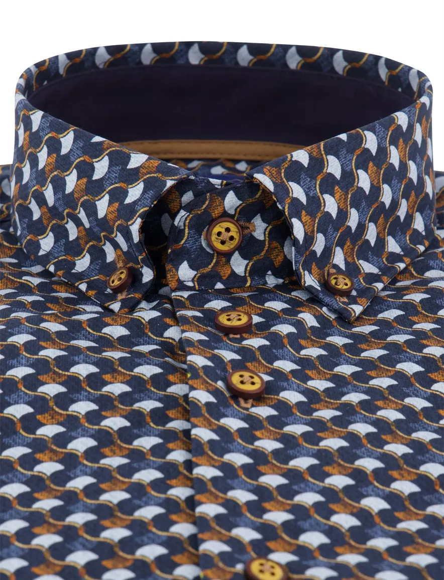 Eden Valley regular fit casual overhemd oranje navy katoen