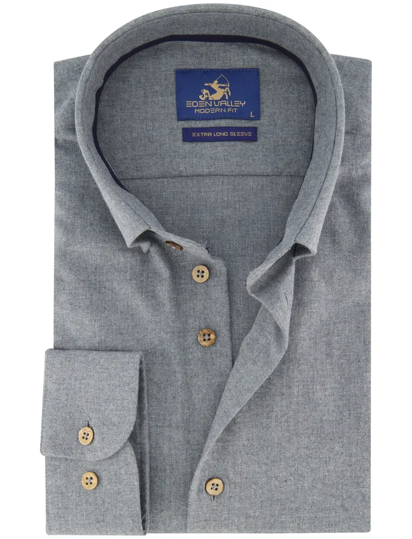 Eden Valley overhemd mouwlengte 7 grijs katoen button-down collar