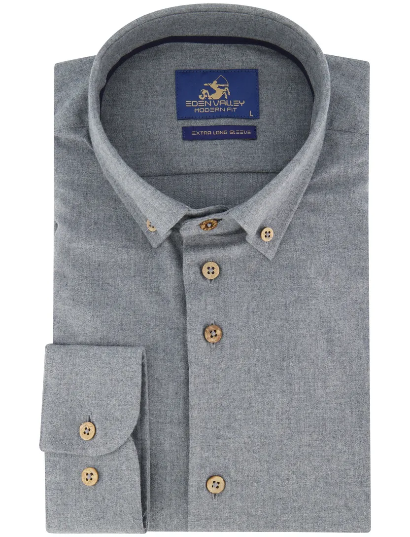 Eden Valley overhemd mouwlengte 7 grijs katoen button-down collar