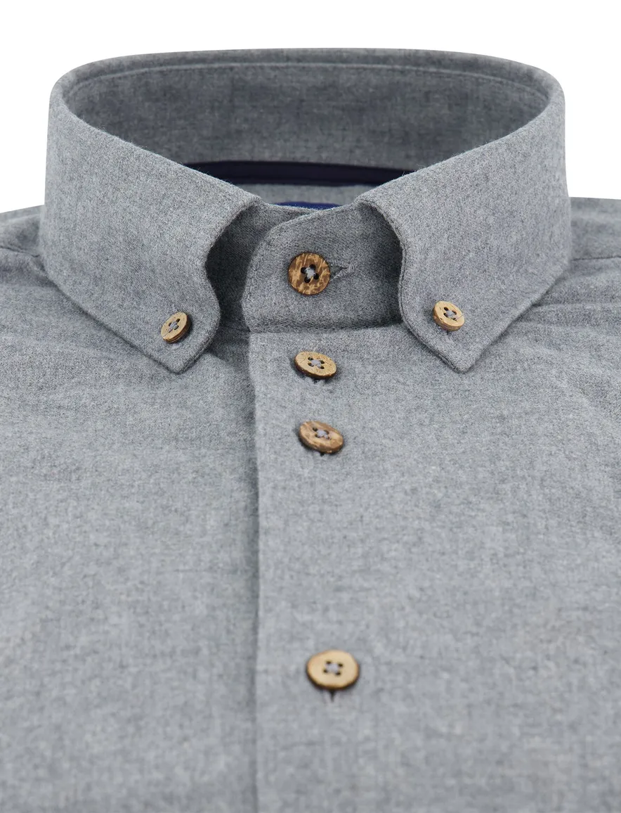 Eden Valley overhemd mouwlengte 7 grijs katoen modern fit