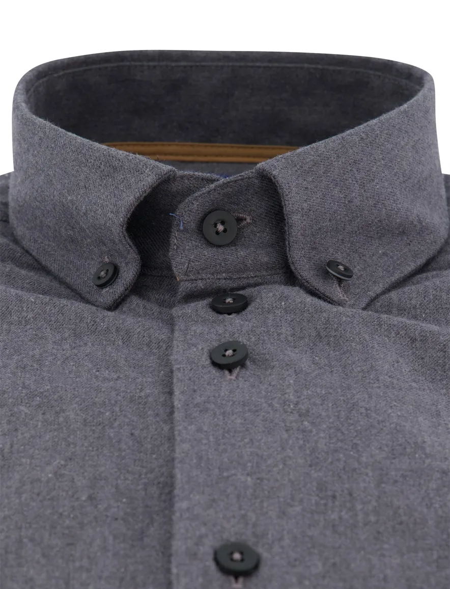 Modern fit Eden Valley grijs mouwlengte 7 overhemd katoen