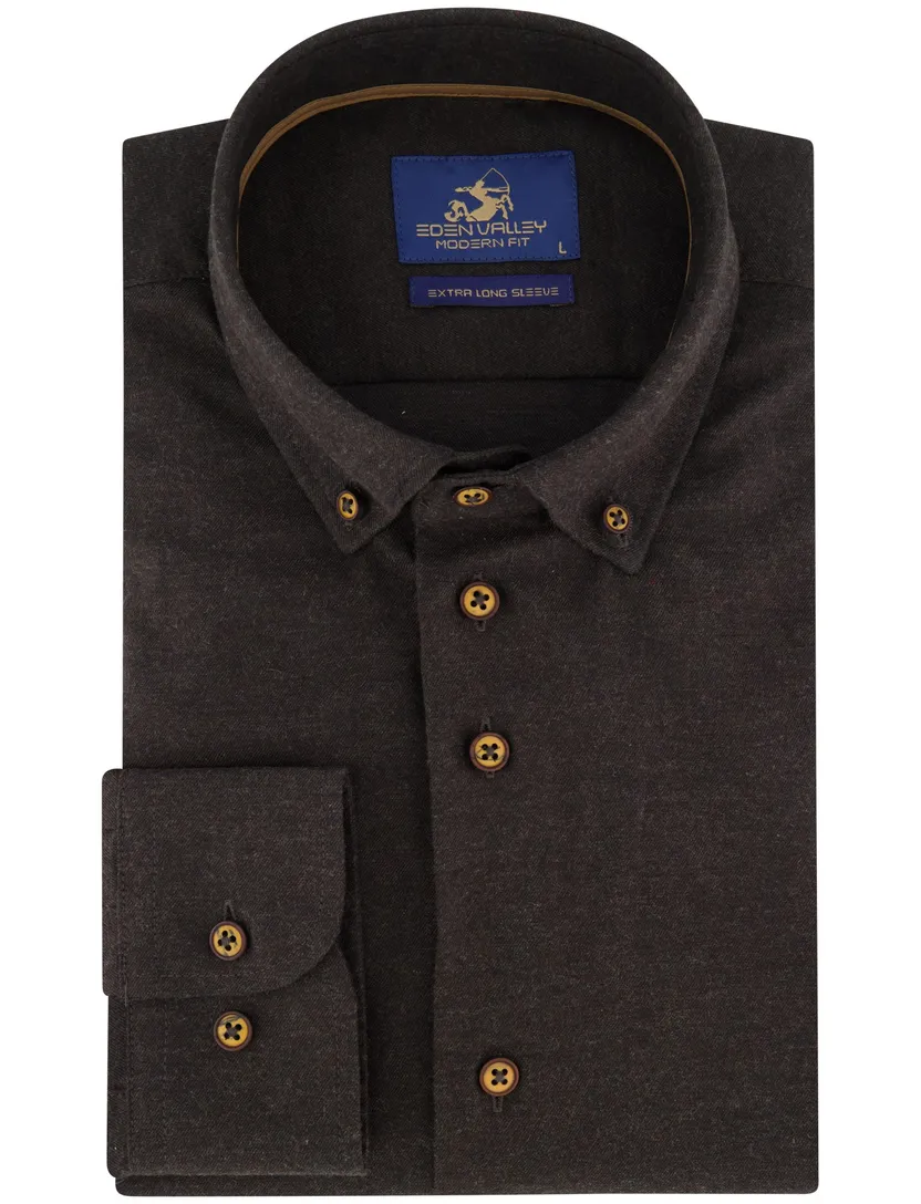 Eden Valley overhemd mouwlengte 7 bruin katoen modern fit