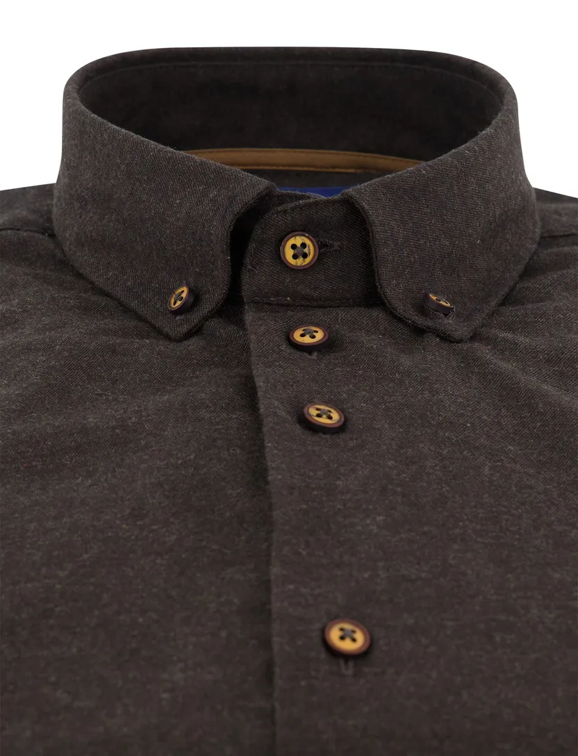 Eden Valley overhemd mouwlengte 7 bruin katoen modern fit