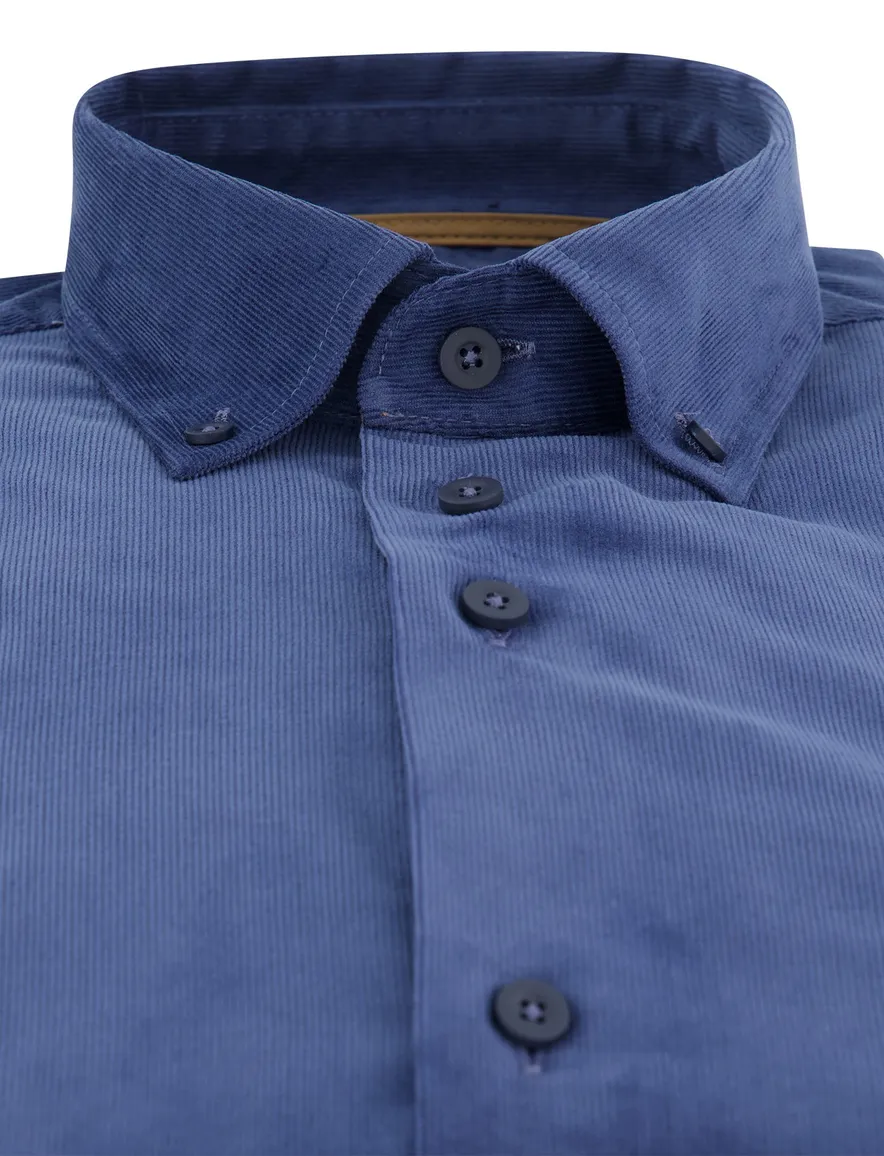 Eden Valley overhemd ml 7 blauw corduroy modern fit
