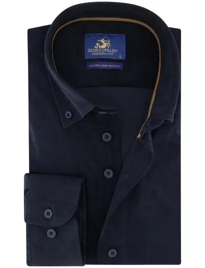 Eden Valley Eden Valley overhemd ml 7 donkerblauw corduroy button-down