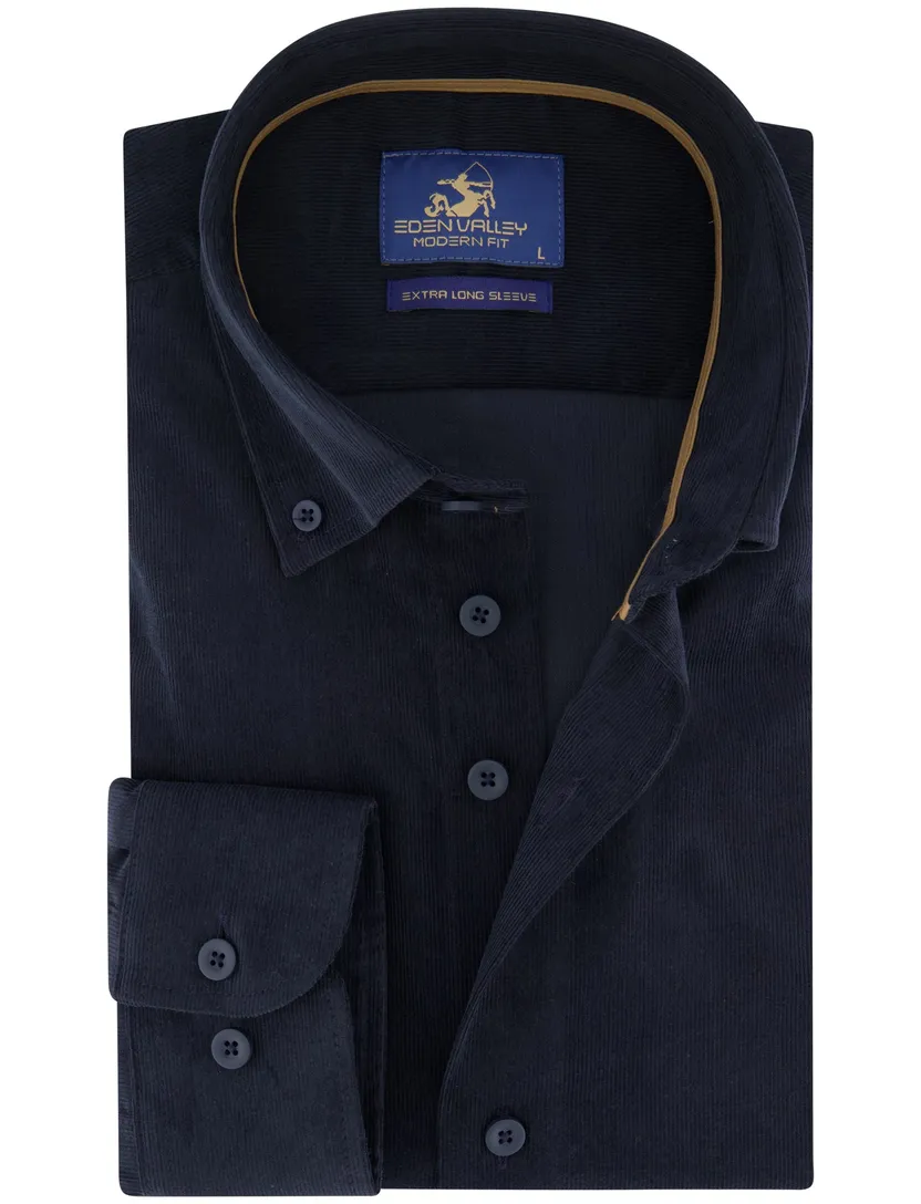 Eden Valley overhemd ml 7 donkerblauw corduroy button-down