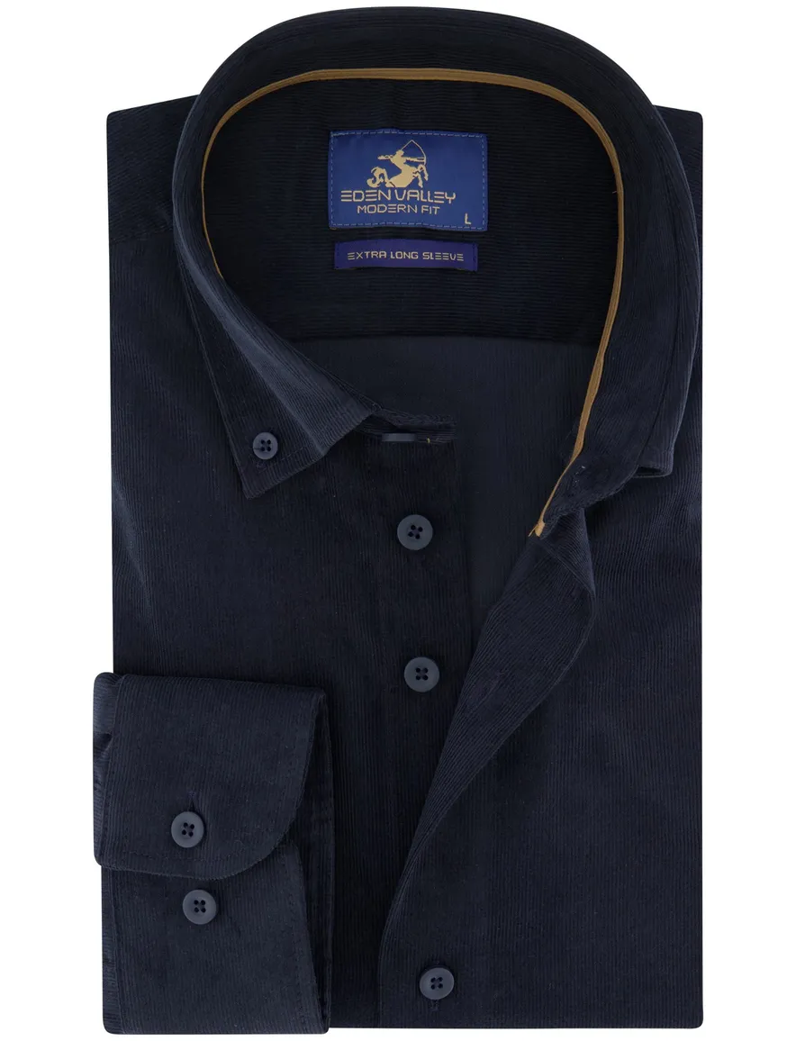 Eden Valley overhemd ml 7 donkerblauw corduroy modern fit