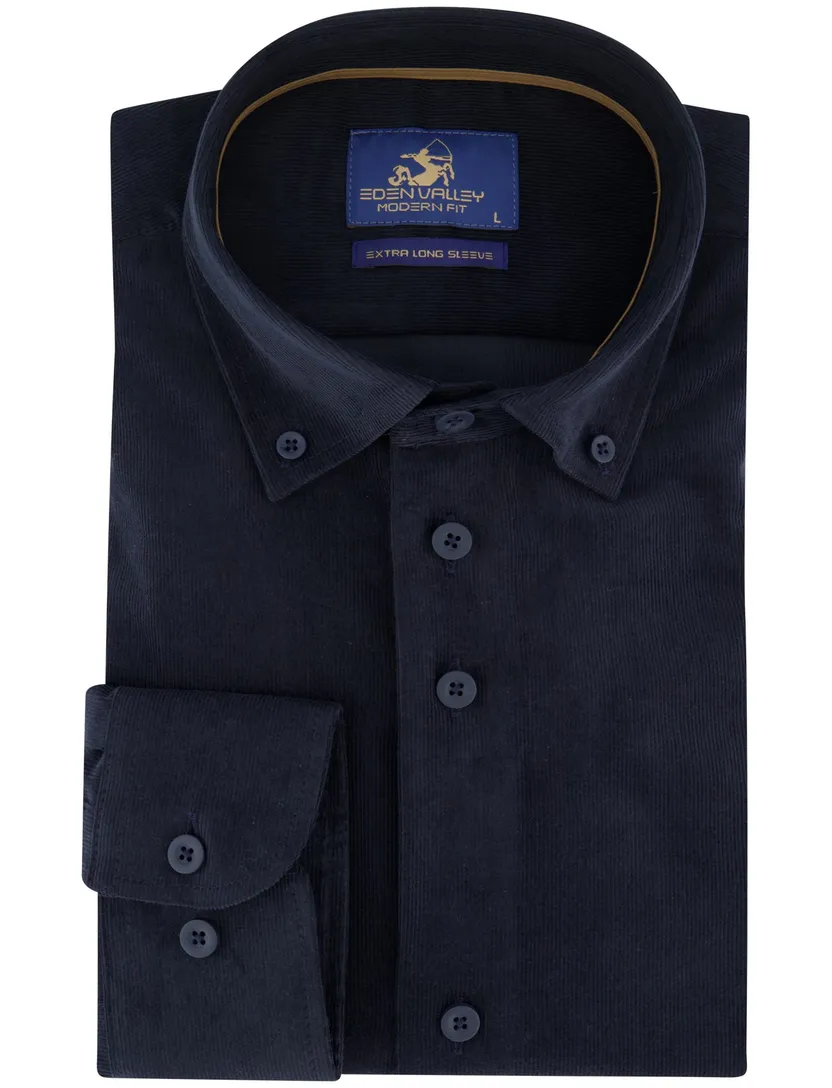 Eden Valley overhemd ml 7 donkerblauw corduroy button-down