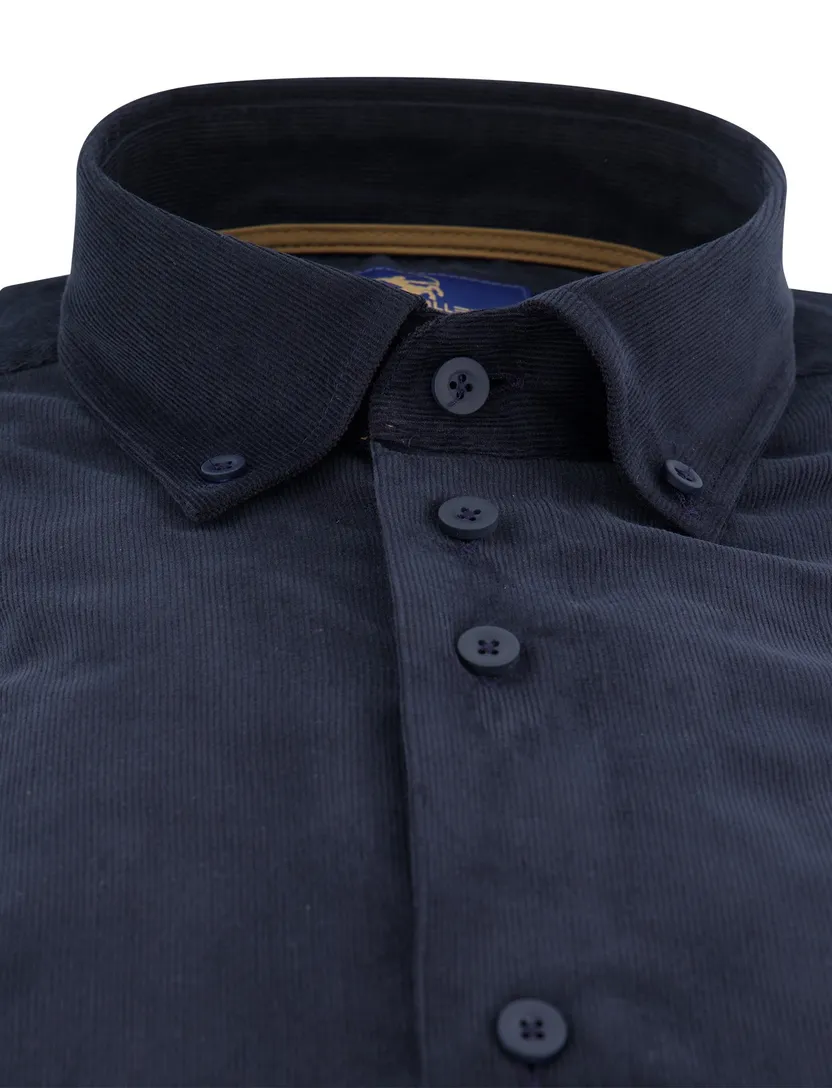 Eden Valley overhemd ml 7 donkerblauw corduroy button-down