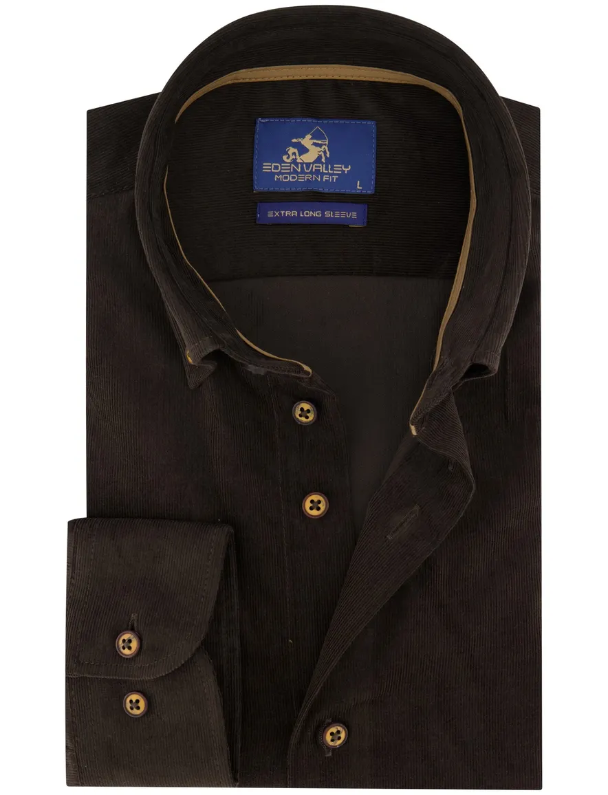 Eden Valley overhemd donkerbruin modern fit