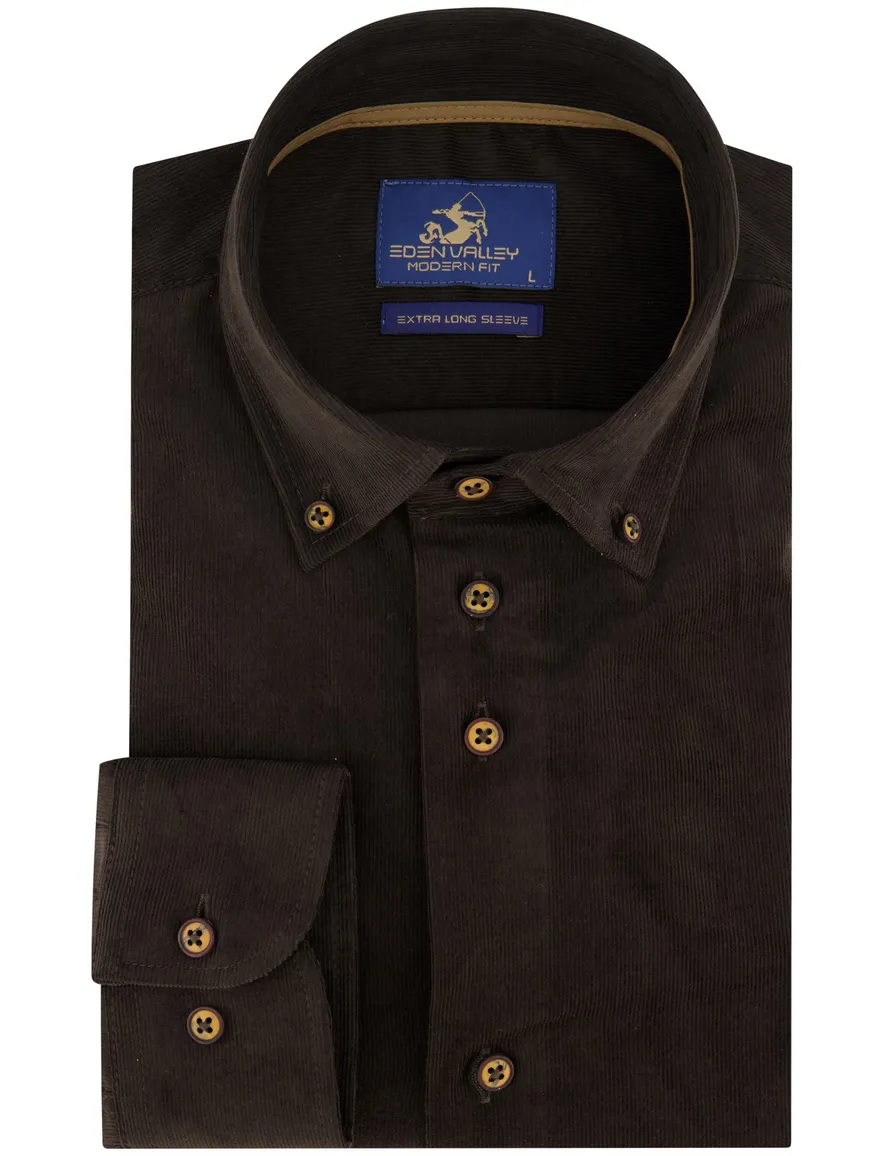 Eden Valley overhemd donkerbruin modern fit