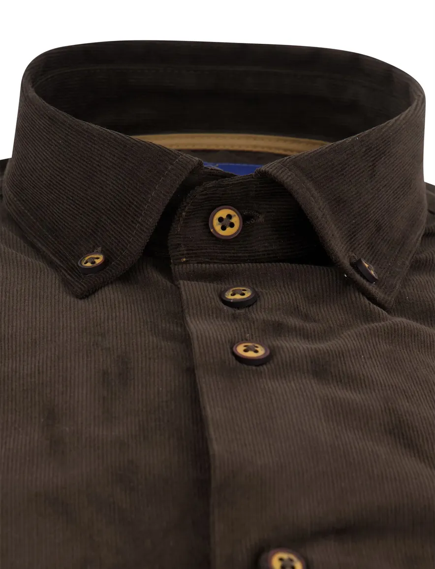 Eden Valley overhemd donkerbruin modern fit