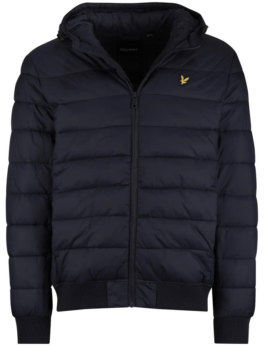Lyle & scott winterjas donkerblauw effen gewatteerd