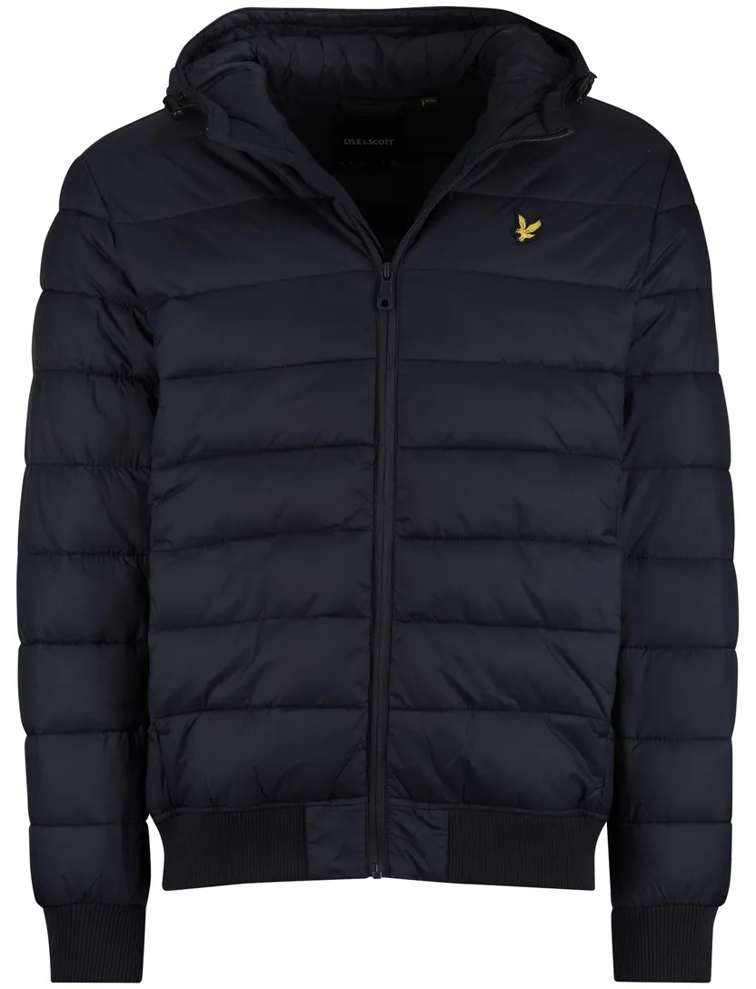 Lyle & scott winterjas donkerblauw gewatteerd effen