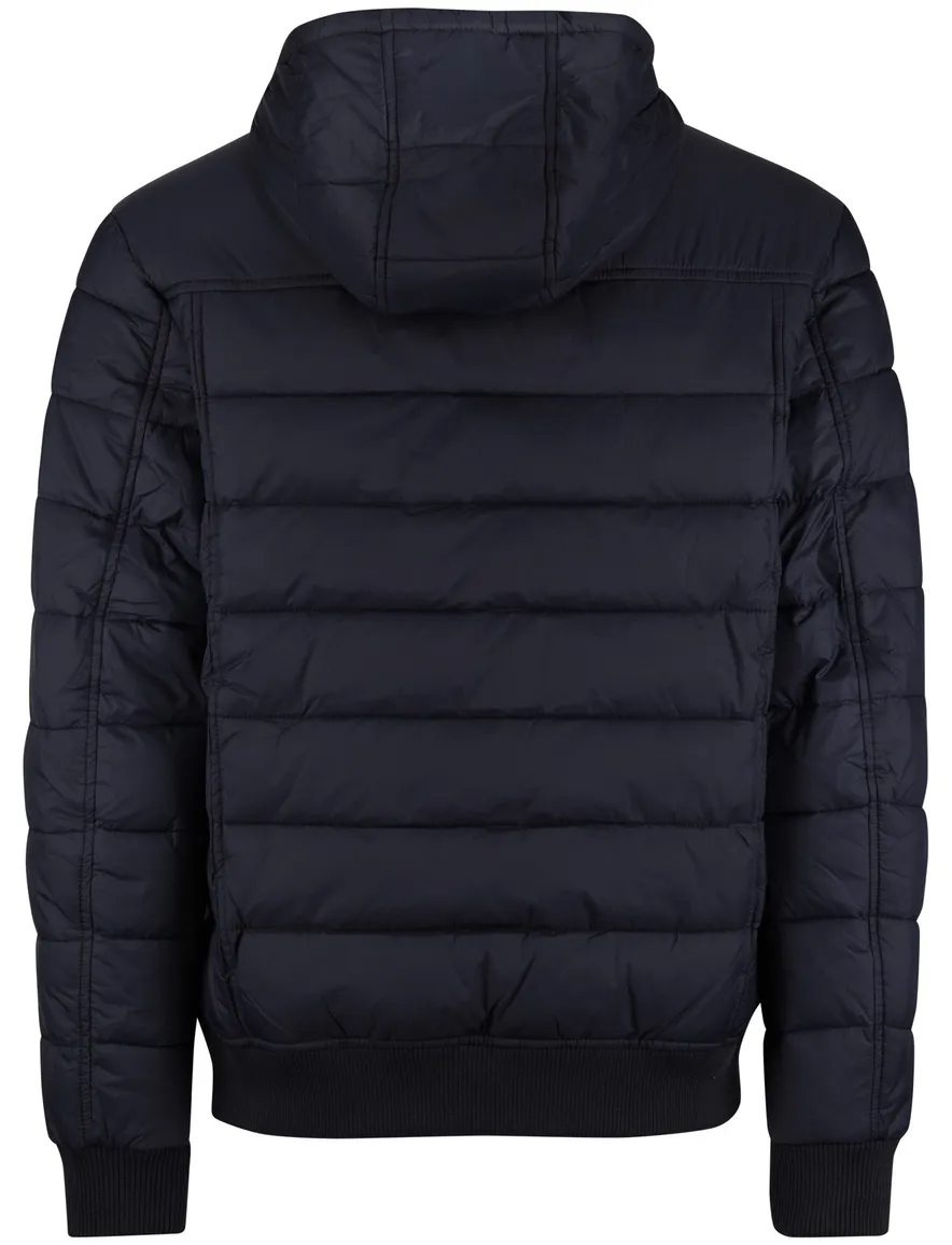 Lyle & scott winterjas donkerblauw effen gewatteerd
