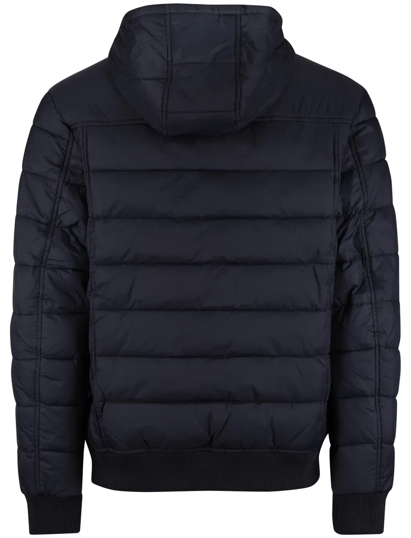 Lyle & scott winterjas donkerblauw gewatteerd effen