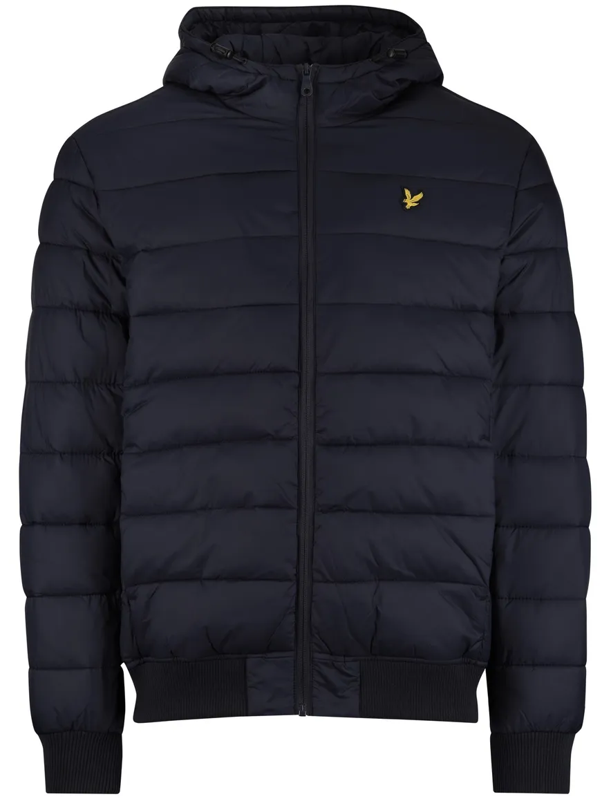 Lyle & scott winterjas donkerblauw effen gewatteerd