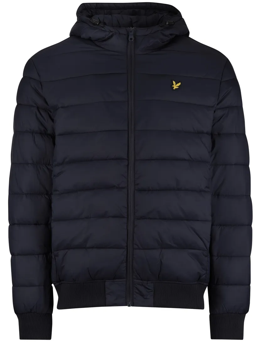 Lyle & scott winterjas donkerblauw gewatteerd effen