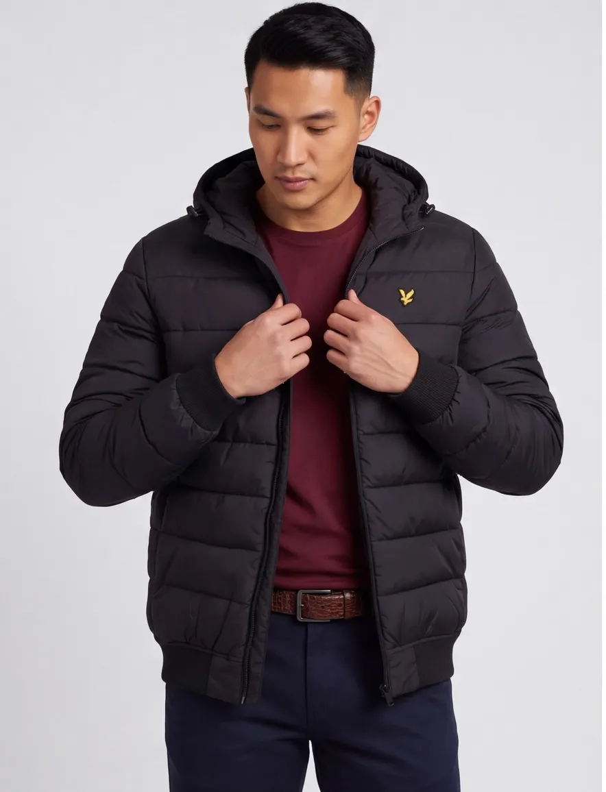 Lyle & Scott jas zwart gewatteerd