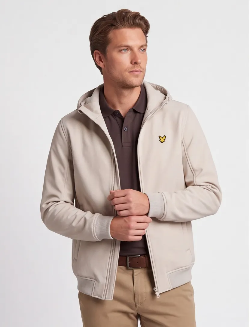 Lyle & scott winterjas beige effen softshell normale fit