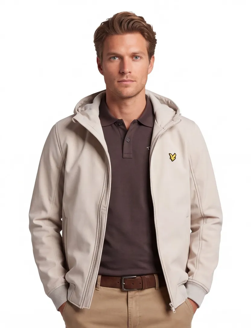 Lyle & scott winterjas beige effen softshell normale fit