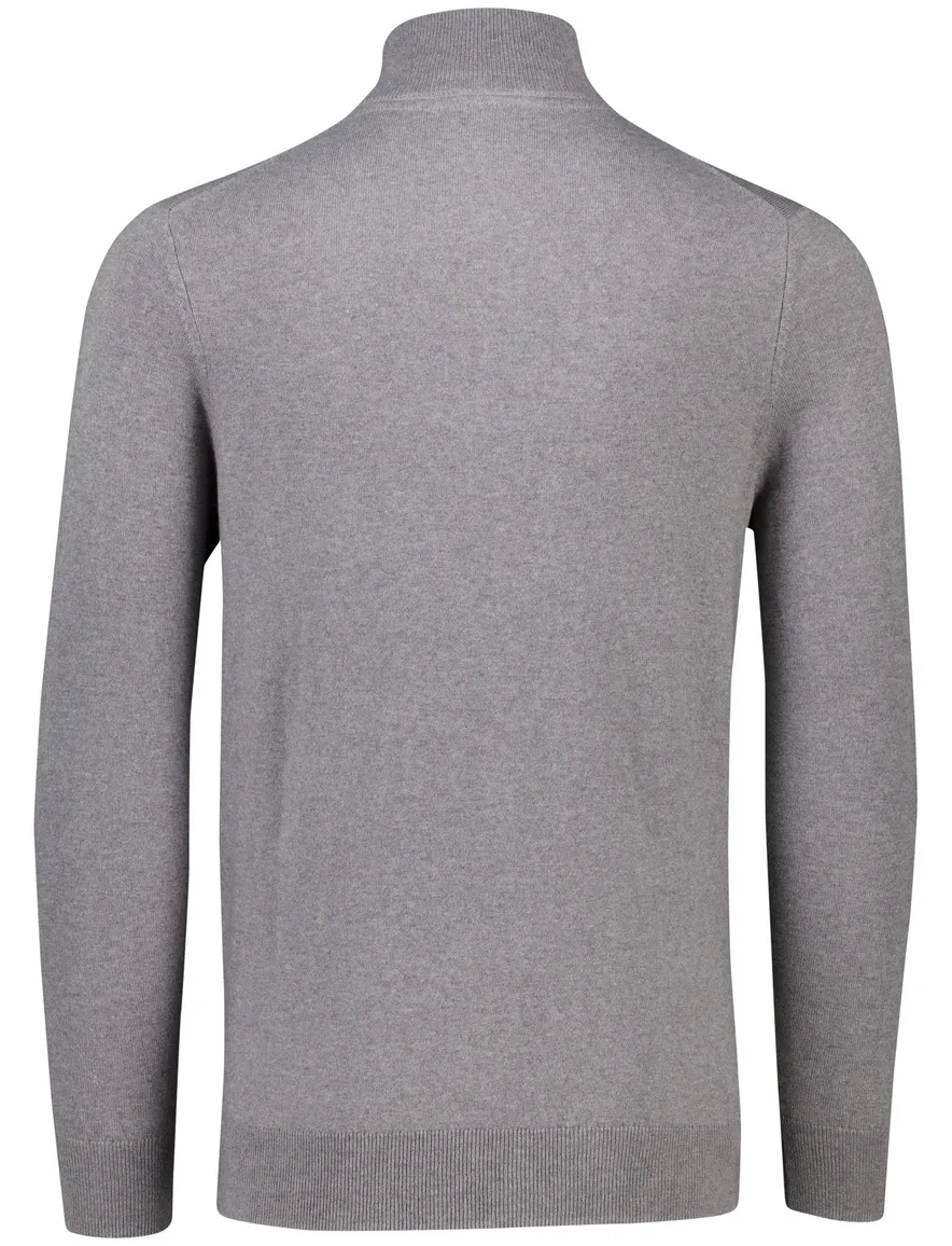 Lyle & Scott trui grijs effen half zip katoen
