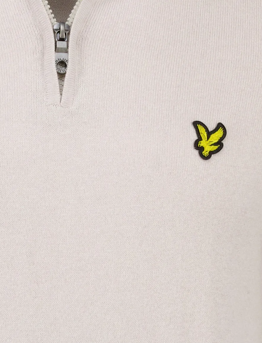 Lyle & Scott trui beige effen slim fit katoen
