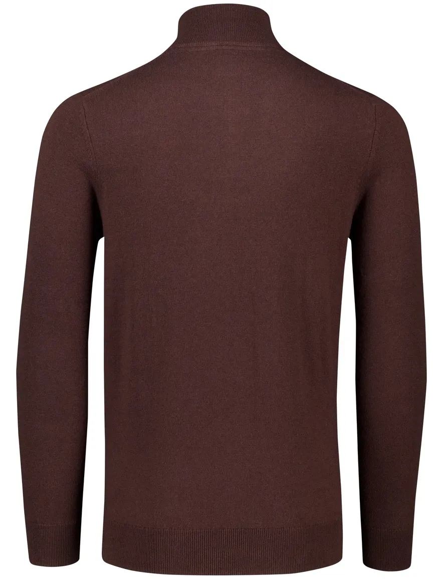 Lyle & Scott trui bruin effen slim fit katoen